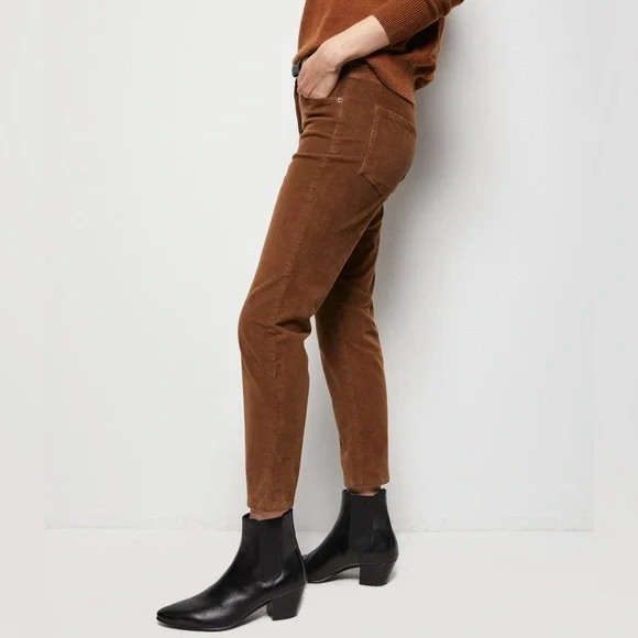 Nili Lotan Bradford Pant Corduroy Ankle Length Stretch In Chestnut Brown Size 2 - Picture 2 of 10